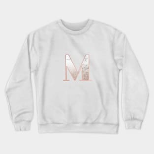 Monogram rose gold glitter marble M Crewneck Sweatshirt